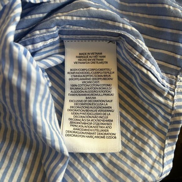 Polo Ralph Lauren Natural Stretch Fit Striped Cotton Dress Blue Dress Shirt - Picture 6 of 6